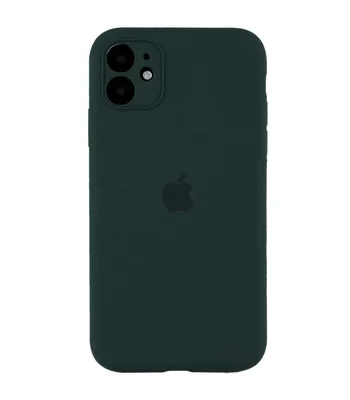 Чехол Silicone Case Square Full Camera Protective (AA) для Apple iPhone 11 (6.1") Зеленый / Black Green