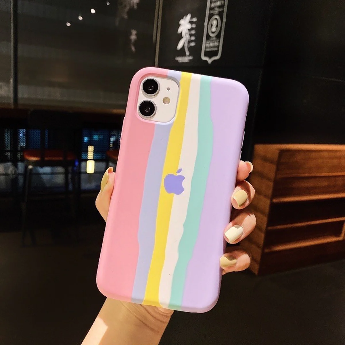 Чохол Silicone case Full Rainbow для Apple iPhone 11 (6.1 ") Рожевий / Бузковий