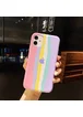 Чехол Silicone case Full Rainbow для Apple iPhone 11 (6.1") Розовый / Сиреневый