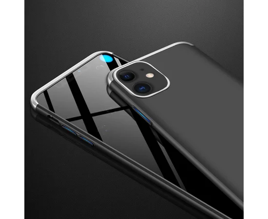 Пластиковая накладка GKK LikGus 360 градусов для Apple iPhone 11 (6.1") Черный / Серебряный