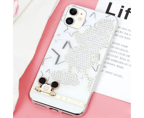 TPU+Glass чехол TYBOMB Dimond Brand для Apple iPhone 11 (6.1") Белый/Микки Маус
