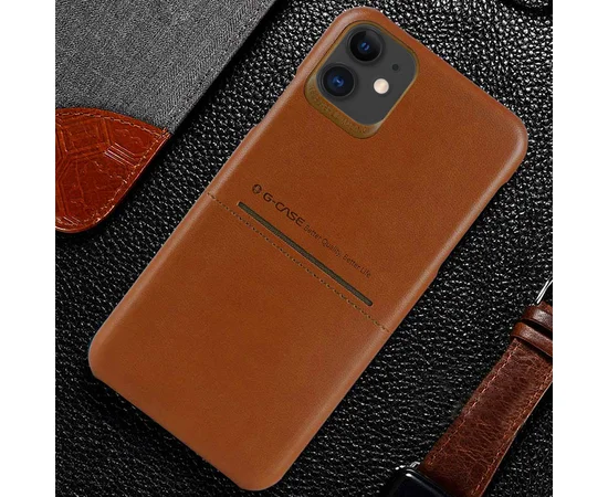 Кожаная накладка G-Case Cardcool Series для Apple iPhone 11 (6.1") Коричневый