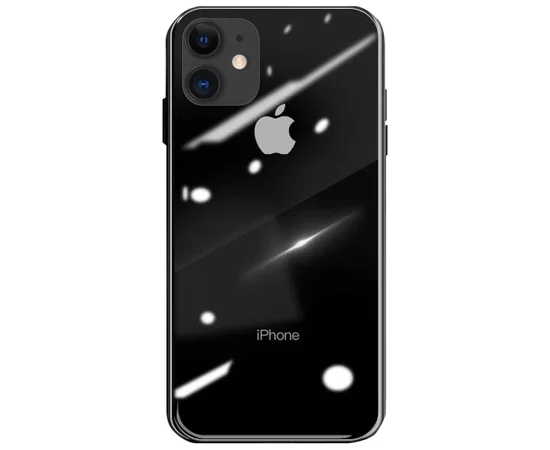 TPU+Glass чехол GLOSSY Logo series для Apple iPhone 11 (6.1") Черный / Black