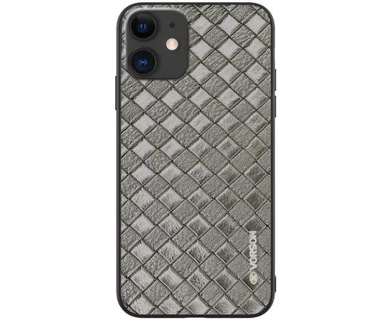Кожаная накладка VORSON Braided leather series для Apple iPhone 11 (6.1") Серый