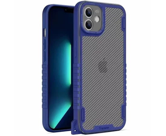 Чехол TPU+PC TRAVEL Carbon для Apple iPhone 11 (6.1") Синий