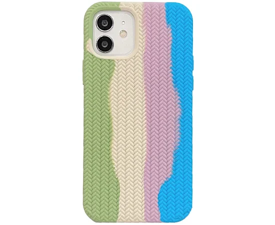 Чехол Silicone case Full Braided для Apple iPhone 11 (6.1") Мятный / Голубой