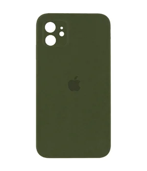 Чехол Silicone Case Square Full Camera Protective (AA) для Apple iPhone 11 (6.1") Зеленый / Dark Olive