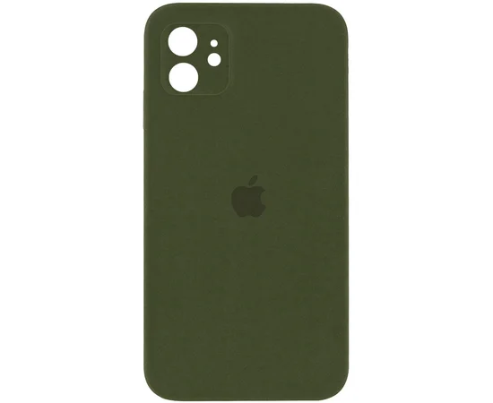 Чехол Silicone Case Square Full Camera Protective (AA) для Apple iPhone 11 (6.1") Зеленый / Dark Olive