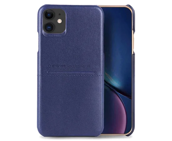 Кожаная накладка G-Case Cardcool Series для Apple iPhone 11 (6.1") Синий