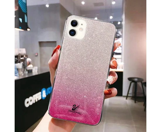 TPU+Glass чехол Swarovski для Apple iPhone 11 (6.1") Малиновый