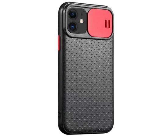 Чехол Camshield Black TPU со шторкой защищающей камеру для Apple iPhone 11 (6.1") Черный / Красный