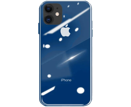TPU+Glass чехол GLOSSY Logo series для Apple iPhone 11 (6.1") Синий / Blue
