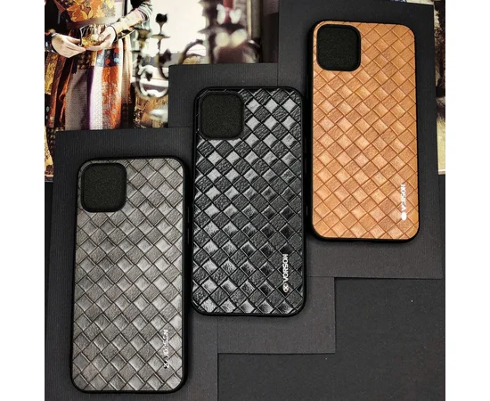 Кожаная накладка VORSON Braided leather series для Apple iPhone 11 (6.1") Серый