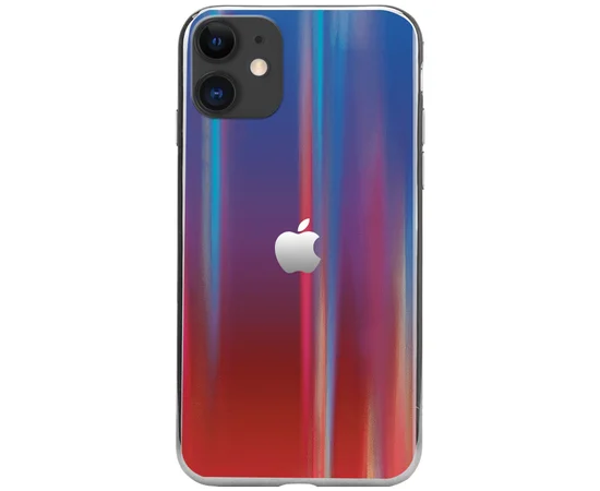 TPU+Glass чехол Gradient Aurora с лого для Apple iPhone 11 (6.1") Синий / Красный