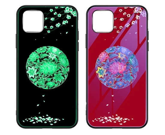 TPU+Glass чехол светящийся в темноте для Apple iPhone 11 (6.1") Цветное плетение / Красный