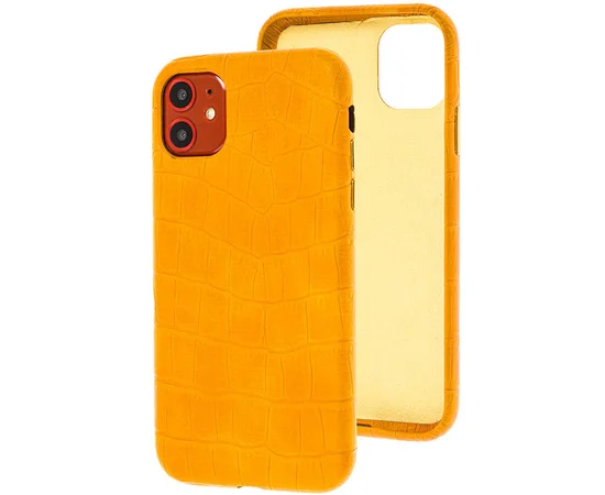 Кожаный чехол Croco Leather для Apple iPhone 11 (6.1") Yellow