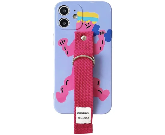 Чехол Funny Holder с цветным ремешком для Apple iPhone 11 (6.1") Фиолетовый / Малиновый