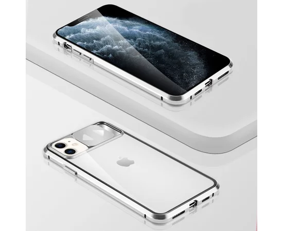 Чехол Camshield 360 Metall+Glass со шторкой для камеры для Apple iPhone 11 (6.1") Серебряный