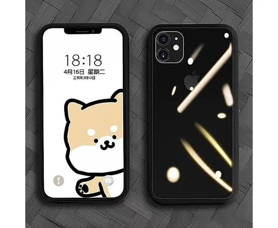 TPU+Glass чехол GLOSSY Logo series для Apple iPhone 11 (6.1") Черный / Black