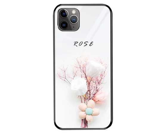 TPU+Glass чехол светящийся в темноте для Apple iPhone 11 (6.1") Rose /Белый