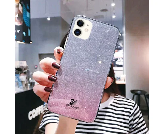 TPU+Glass чехол Swarovski для Apple iPhone 11 (6.1") Розовый