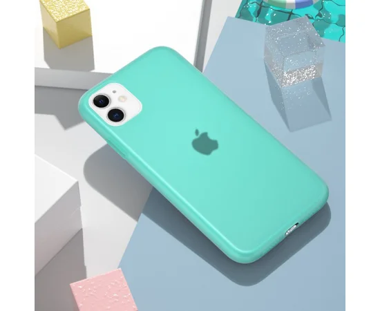 Силиконовый матовый полупрозрачный чехол для Apple iPhone 11 (6.1") Голубой / Marine Green