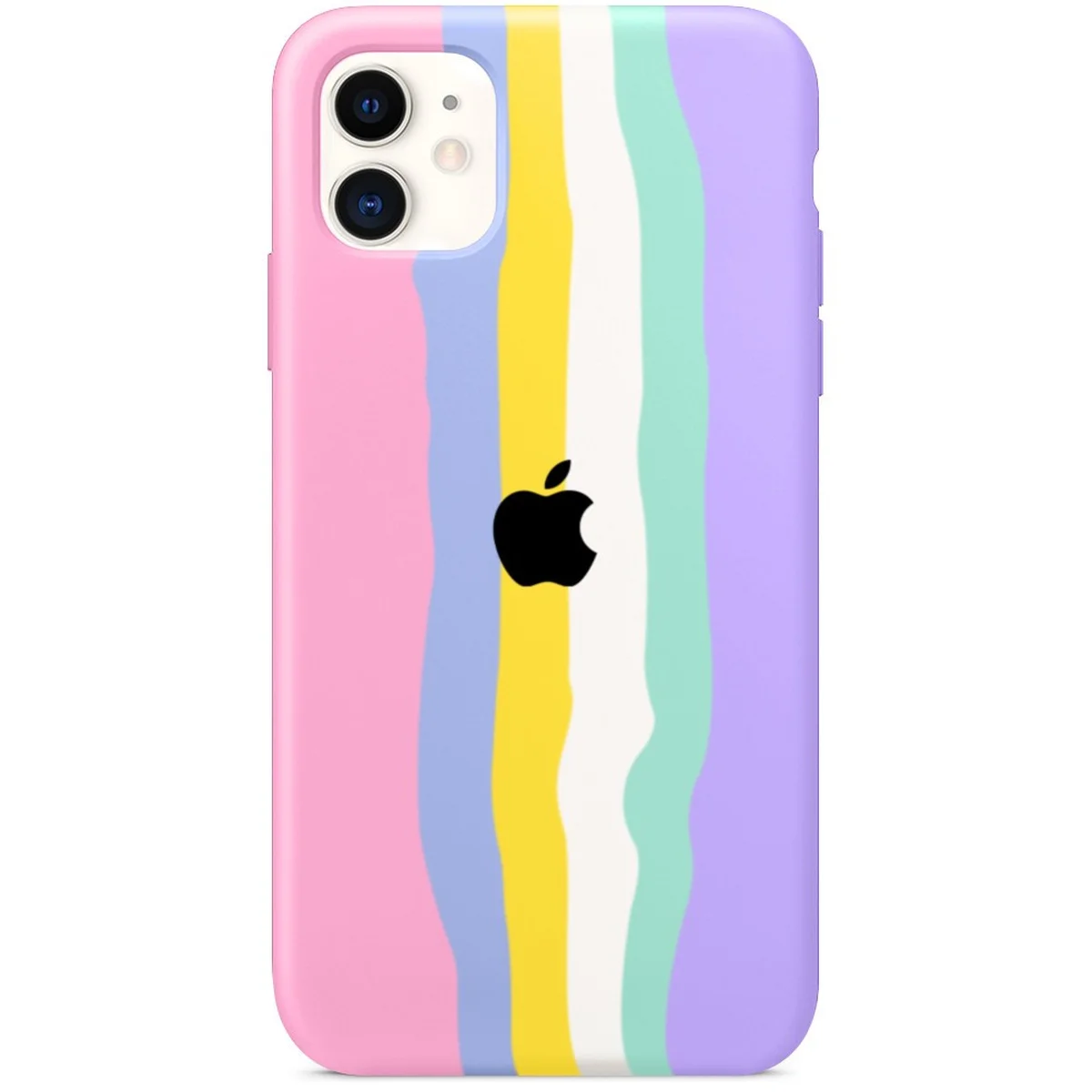 Чехол Silicone case Full Rainbow для Apple iPhone 11 (6.1") Розовый / Сиреневый