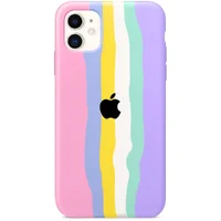 Чохол Silicone case Full Rainbow для Apple iPhone 11 (6.1 ") Рожевий / Бузковий