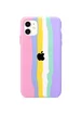 Чехол Silicone case Full Rainbow для Apple iPhone 11 (6.1") Розовый / Сиреневый
