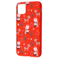 TPU чехол WAVE Fancy для Apple iPhone 11 (6.1") Santa Claus and Deer / Red