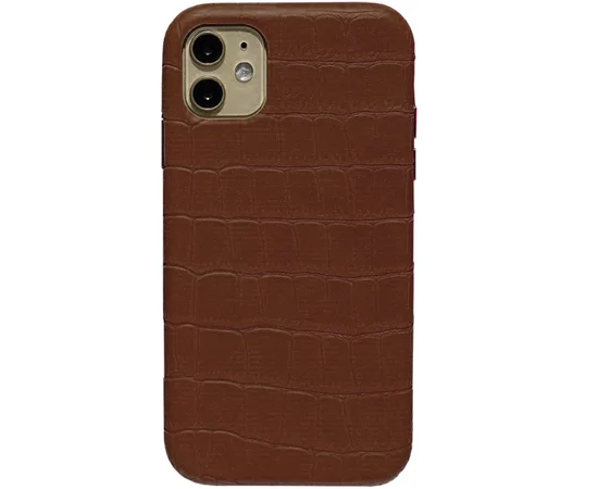 Кожаный чехол Croco Leather для Apple iPhone 11 (6.1") Brown