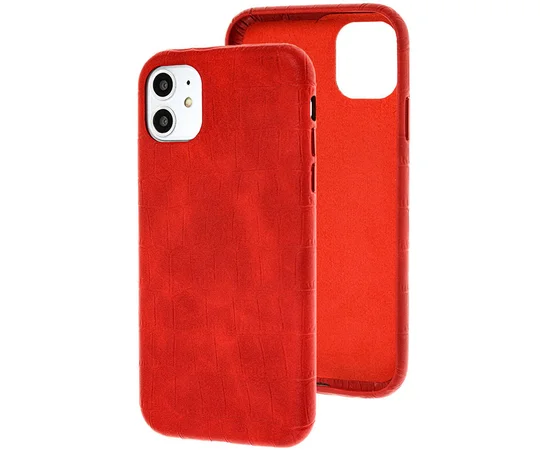 Кожаный чехол Croco Leather для Apple iPhone 11 (6.1") Red
