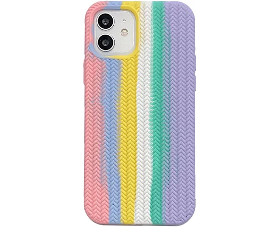 Чехол Silicone case Full Braided для Apple iPhone 11 (6.1") Розовый / Сиреневый