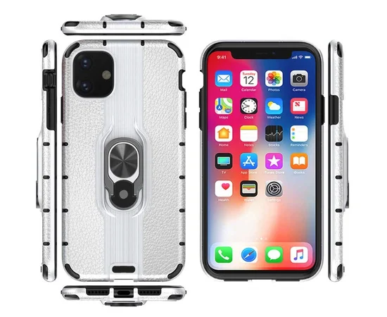 Ударопрочный чехол Transformer Alita под магнитный держатель для Apple iPhone 11 (6.1") Серебряный