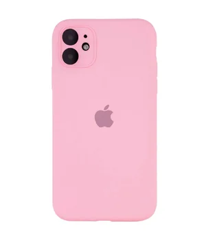 Чехол Silicone Case Square Full Camera Protective (AA) для Apple iPhone 11 (6.1") Розовый / Light pink