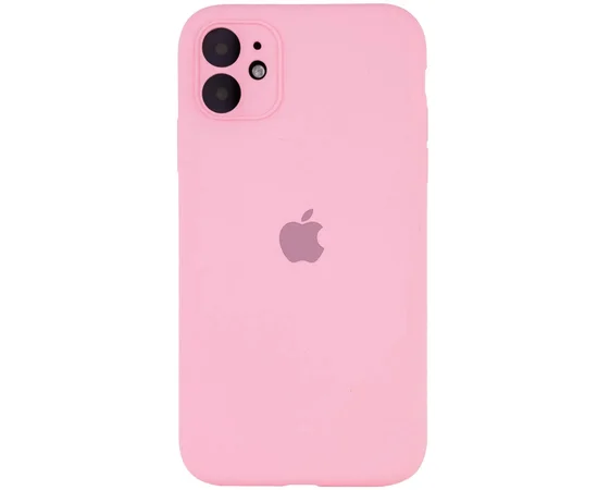Чехол Silicone Case Square Full Camera Protective (AA) для Apple iPhone 11 (6.1") Розовый / Light pink