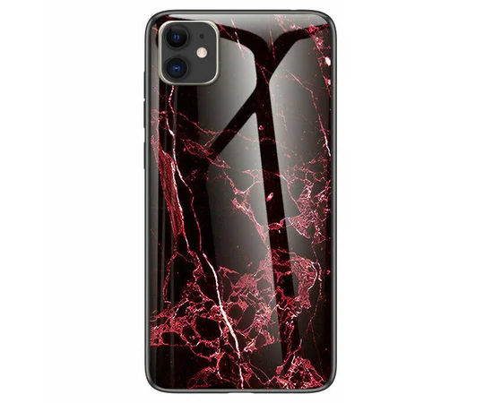 TPU+Glass чехол Luxury Marble для Apple iPhone 11 (6.1") Марсала / Бордовый