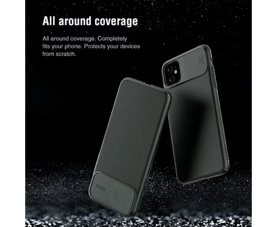 Карбонова накладка Nillkin Camshield (шторка на камеру) для Apple iPhone 11 (6.1 ") Зелений / Dark Green