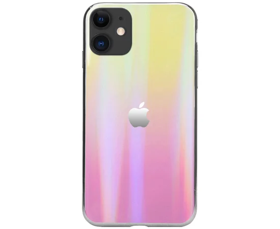 TPU+Glass чехол Gradient Aurora с лого для Apple iPhone 11 (6.1") Золотой / Розовый