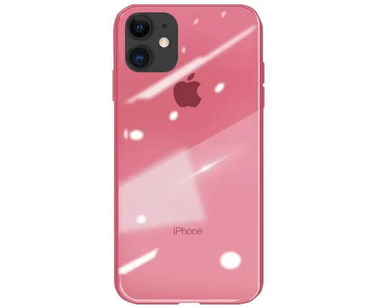 TPU+Glass чехол GLOSSY Logo series для Apple iPhone 11 (6.1") Красный / Red orchid