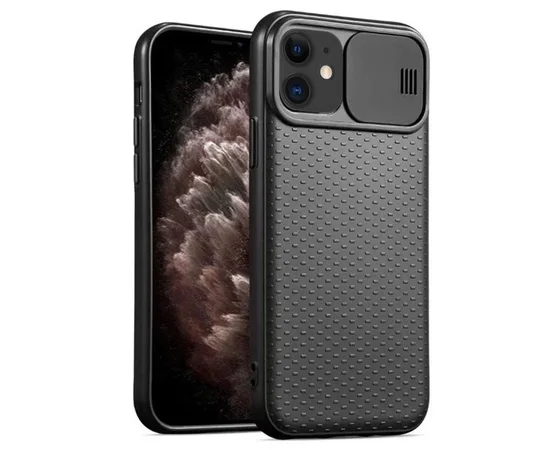 Чехол Camshield Black TPU со шторкой защищающей камеру для Apple iPhone 11 (6.1") Черный / Черный