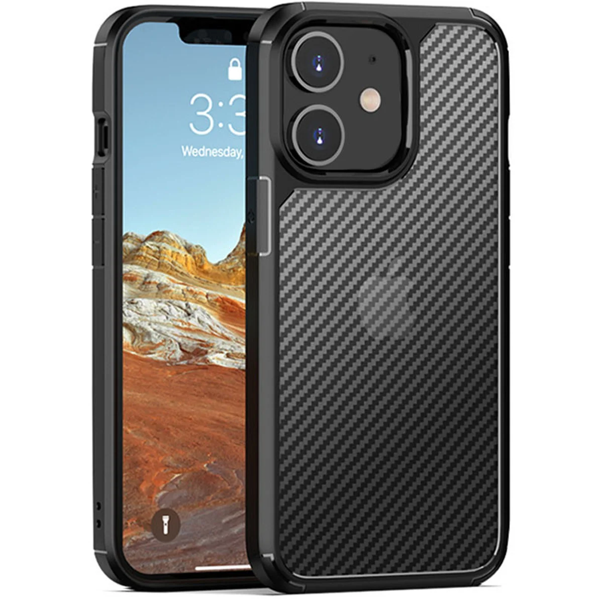 Чехол TPU+PC Matte Carbon для Apple iPhone 11 (6.1") Черный