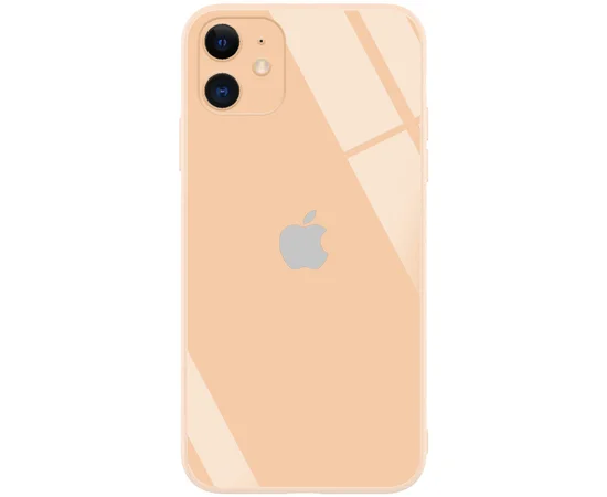 TPU+Glass чехол GLOSSY Logo Full camera (opp) для Apple iPhone 11 (6.1") Персиковый