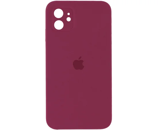 Чехол Silicone Case Square Full Camera Protective (AA) для Apple iPhone 11 (6.1") Бордовый / Plum