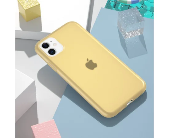 Силиконовый матовый полупрозрачный чехол для Apple iPhone 11 (6.1") Желтый / Yellow