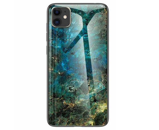 TPU+Glass чехол Luxury Marble для Apple iPhone 11 (6.1") Морская волна / Голубой