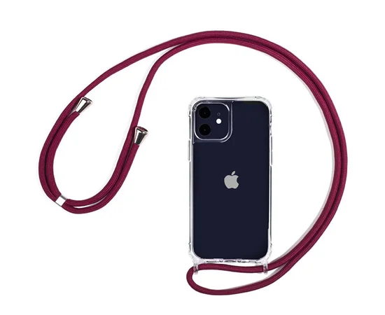 Чехол TPU Crossbody Transparent для Apple iPhone 11 (6.1") Красно-Коричневый