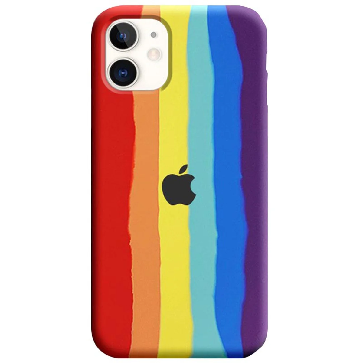 Чехол Silicone case Full Rainbow для Apple iPhone 11 (6.1") Красный / Фиолетовый