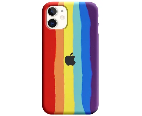 Чехол Silicone case Full Rainbow для Apple iPhone 11 (6.1") Красный / Фиолетовый
