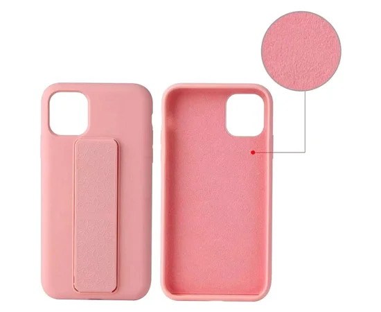 Чехол Silicone Case Hand Holder для Apple iPhone 11 (6.1") Розовый / Pink